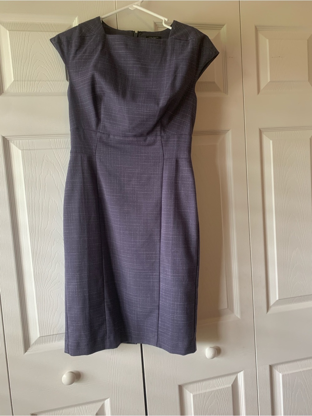Ann Taylor Navy Sheath Midi Dress